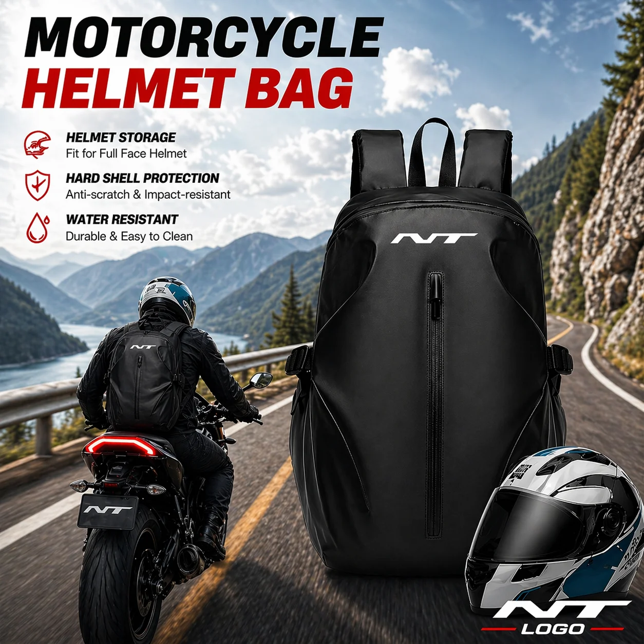 

Knight Backpack Motorcycle Helmet Bag Travel Equipment Waterproof Large Capacity Riding Gear For Honda NT1100 NT 1100 2022 2023