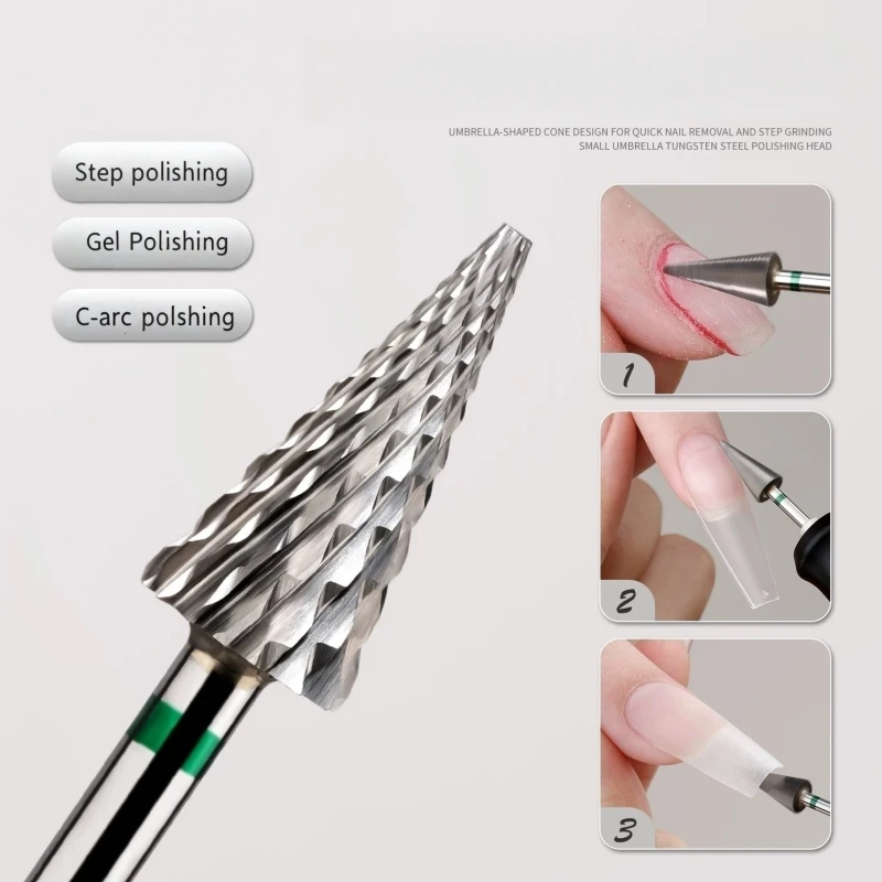 Hoge kwaliteit taps toelopende nagelboor braambits voor manicuremachine voor nagelriemgel polijsten verwijderen thuissalon