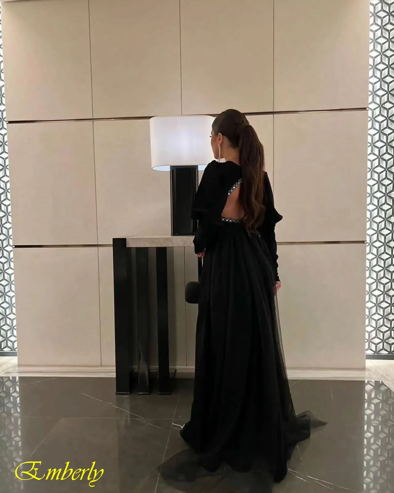 Customized Black Jersey Prom Dresses Mermaid Long Sleeves Homecoming Gowns Elegant Square Collar Saudi Arabia Evening Dress