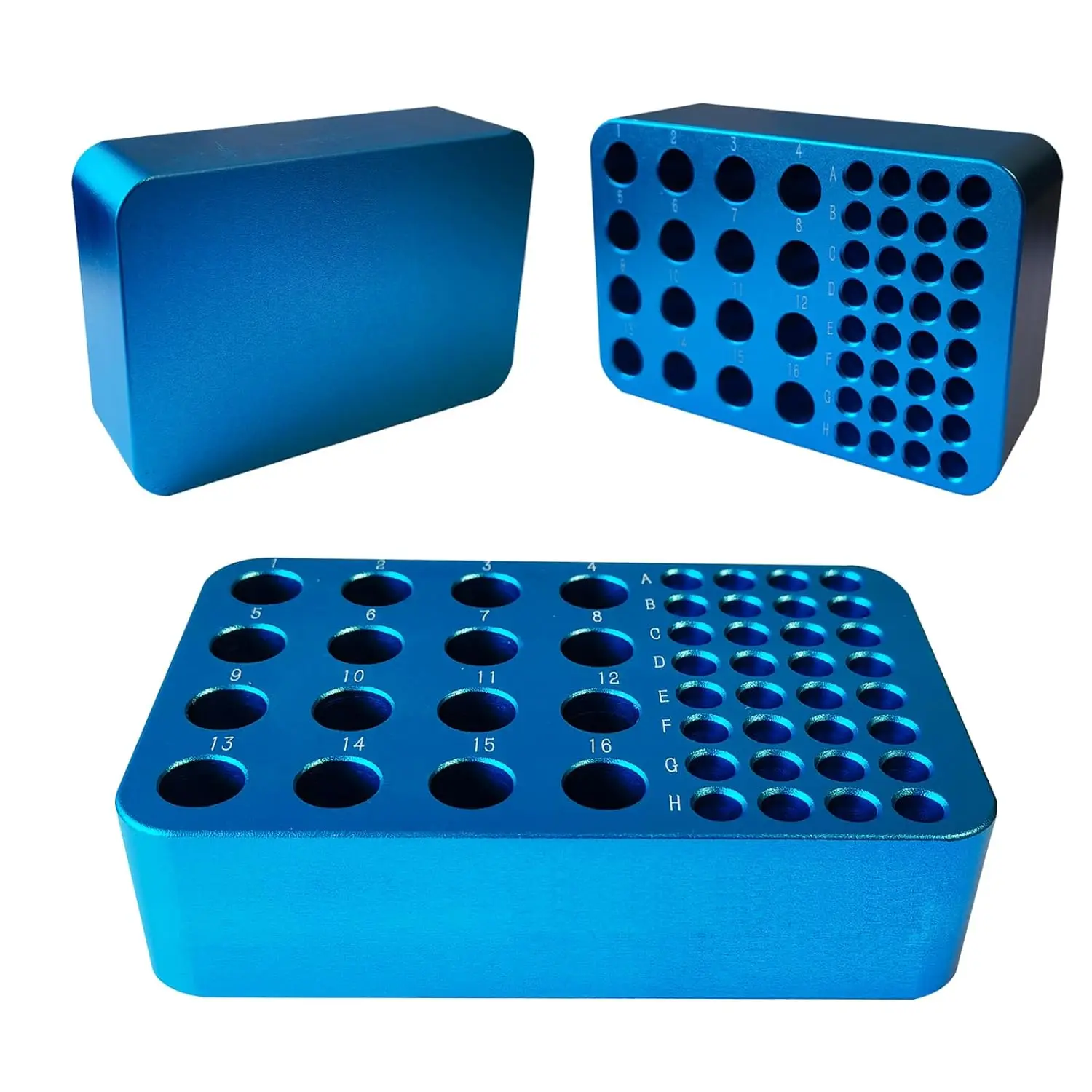 Aluminum Centrifuge Tube Rack PCR Tube Rack Low Temperature Metal Ice Box for 1.5/2ml Centrifuge Tube 0.2ml PCR Tube 48 Wells