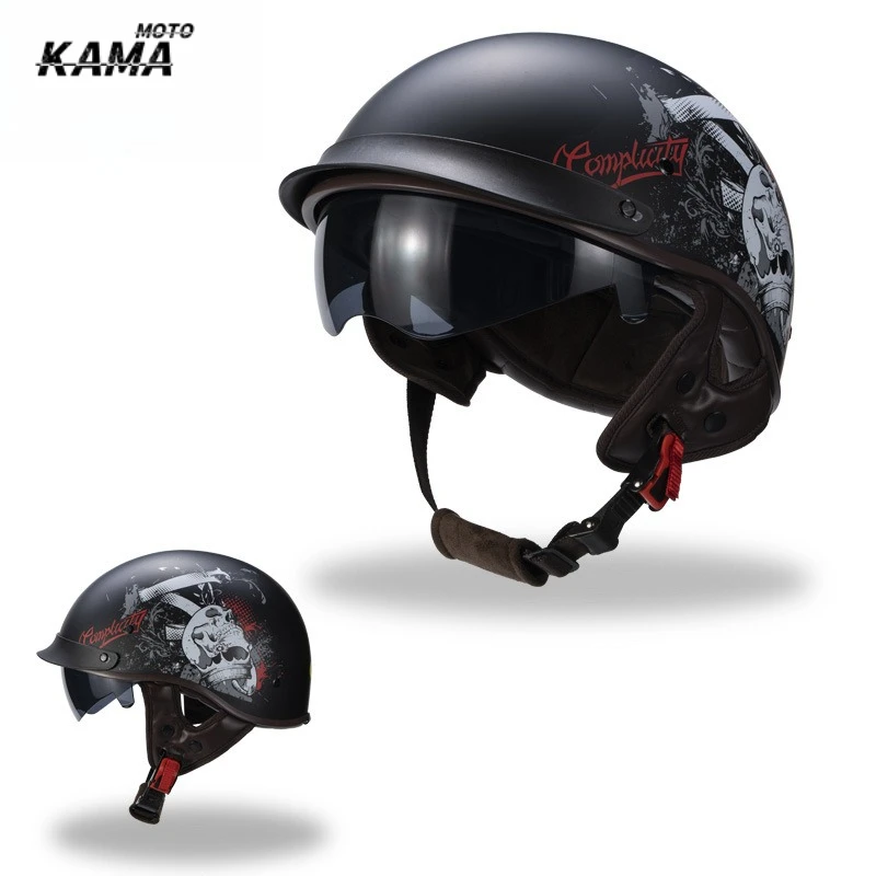 

Motorcycle Semi-helmet Retro Helmet Gourd Ladle Helmet Cocking Japanese Men's Four Seasons Prince Cruising Helmet Female Summer
