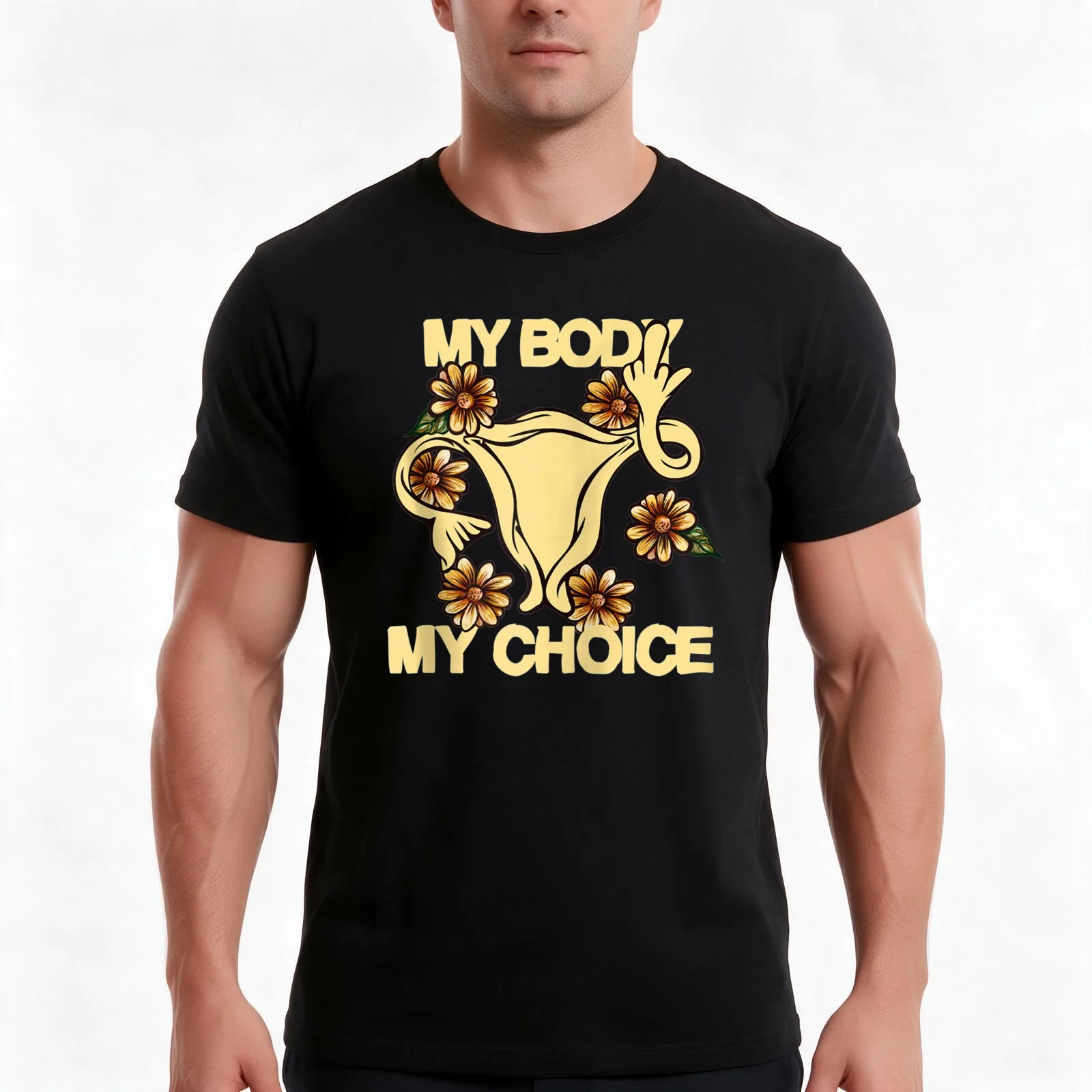 My Body My Choice Pro-choice middle finger uterus Zip Hoodie T-Shirt Summer Casual Cotton Tee Oversized Streetwear Tops