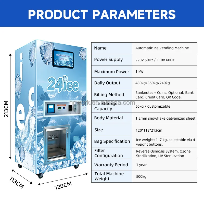 The Best-selling Reverse Osmosis Water Treatment Quantitative Ice Bag Automatic Ice Making and Selling Machine