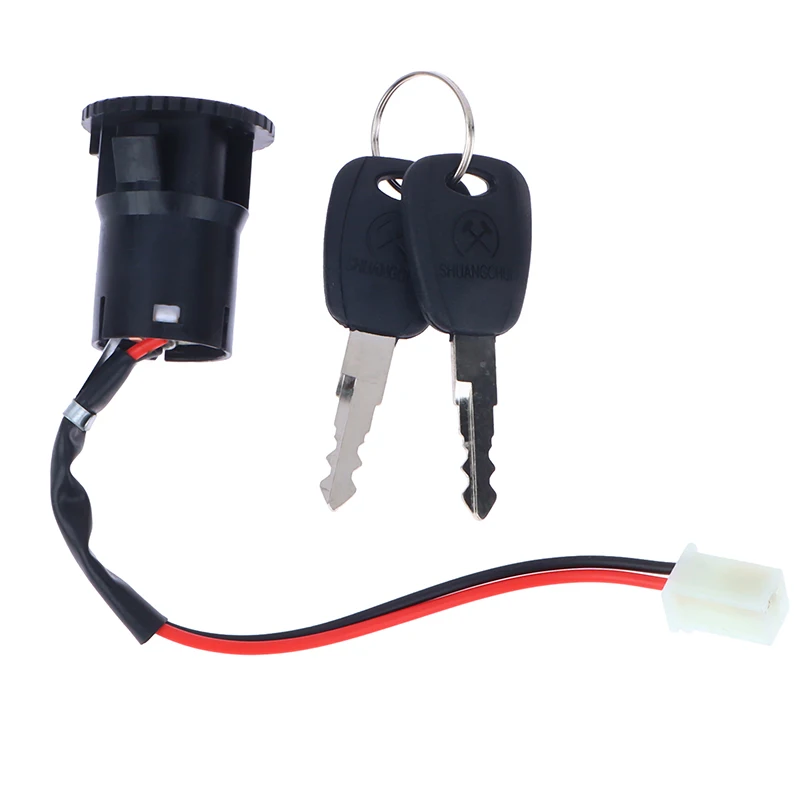New 1 Set 2 Wires Ignition Switch Lock with 2 Keys Durable Anti Theft On Off for Electrical Scooter ATV Motorcycle Quad Bike