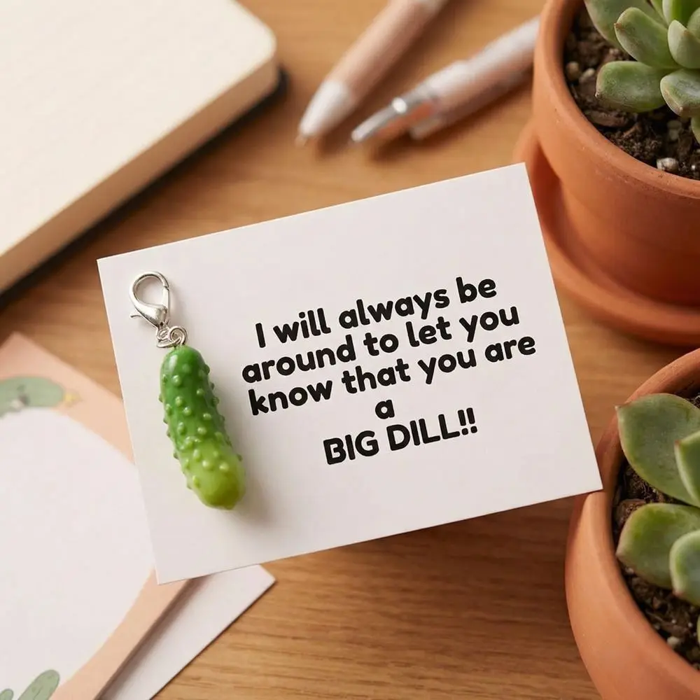 Novelty Green Emotional Pickle Keychain Resin Cute Mini Cucumber Pendant Funny Creative Simulated Fruit Key Ring Personalized
