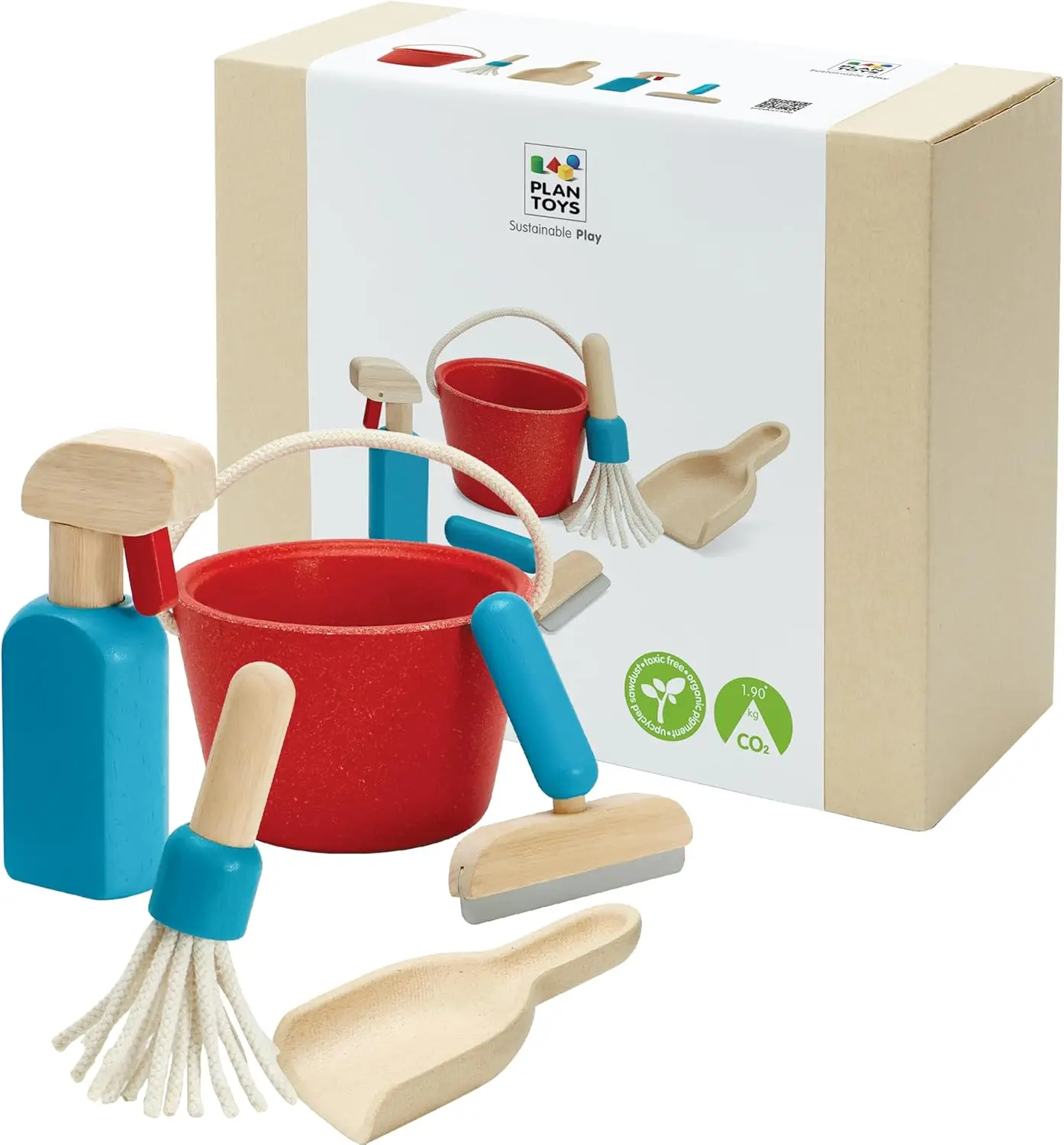 

Cleaning Set | Montessori Wooden Housekeeping Play Set for Kids | Includes Broom, Mop, Dustpan