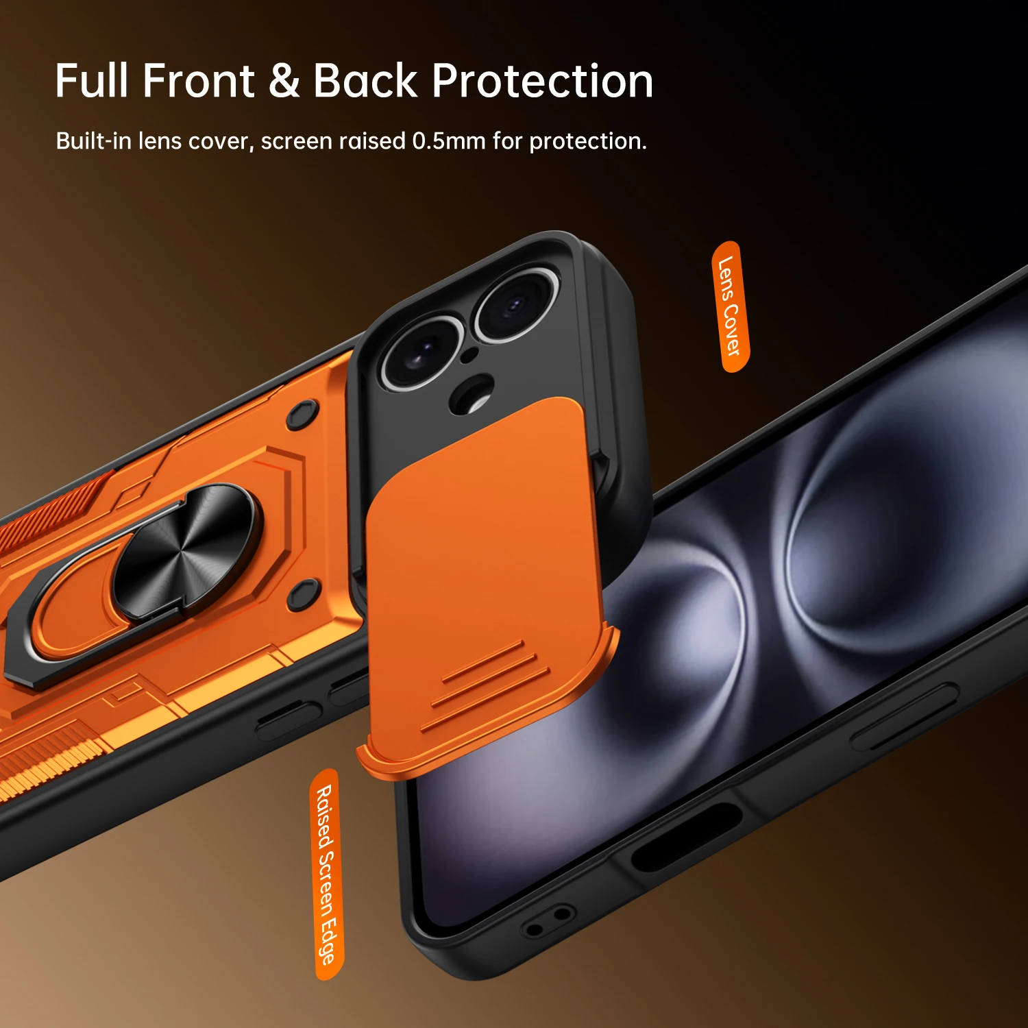 Nanshan Armor Stoßfeste Hülle mit Magnetring-Ständer für iPhone 17 Pro Max 16 Pro Max mit Schiebe-Kameraschutz und Rückabdeckung – Detail 6