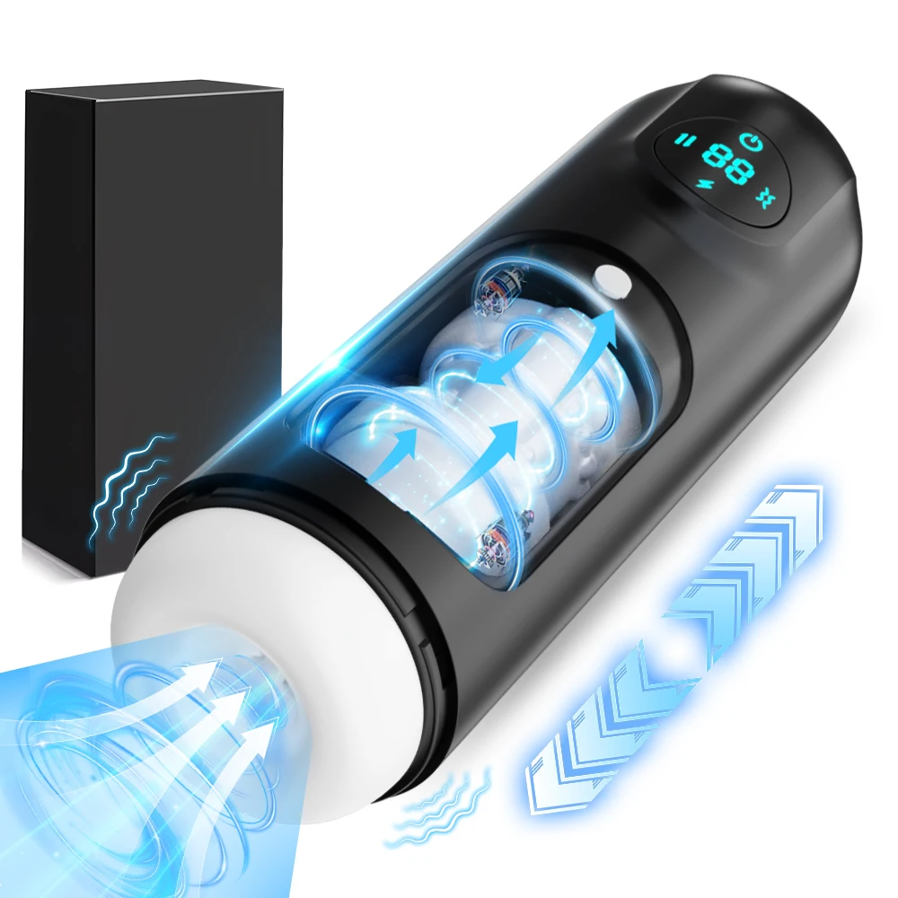 Automatic Penis Blowjob Machine Lifelike Textured Artificial Vagina Powerful 8 Vibration SuckingModes Masturbation Male Sex Toys