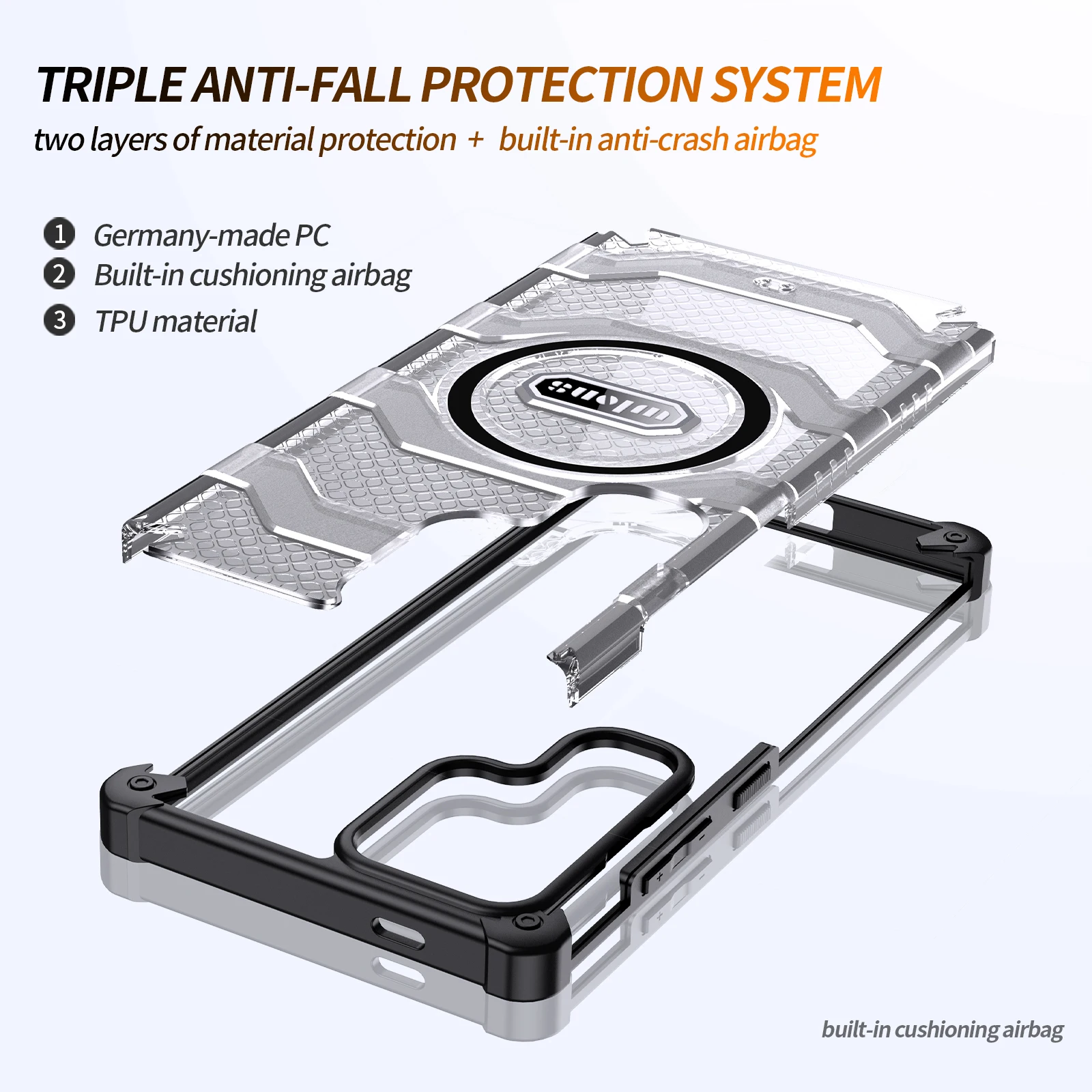 For Magsafe Samsung Galaxy S24 Ultra Plus Case Skin Friendly Transparent Heavy Duty Bumper Magnetic Wireless Charging Back Cover