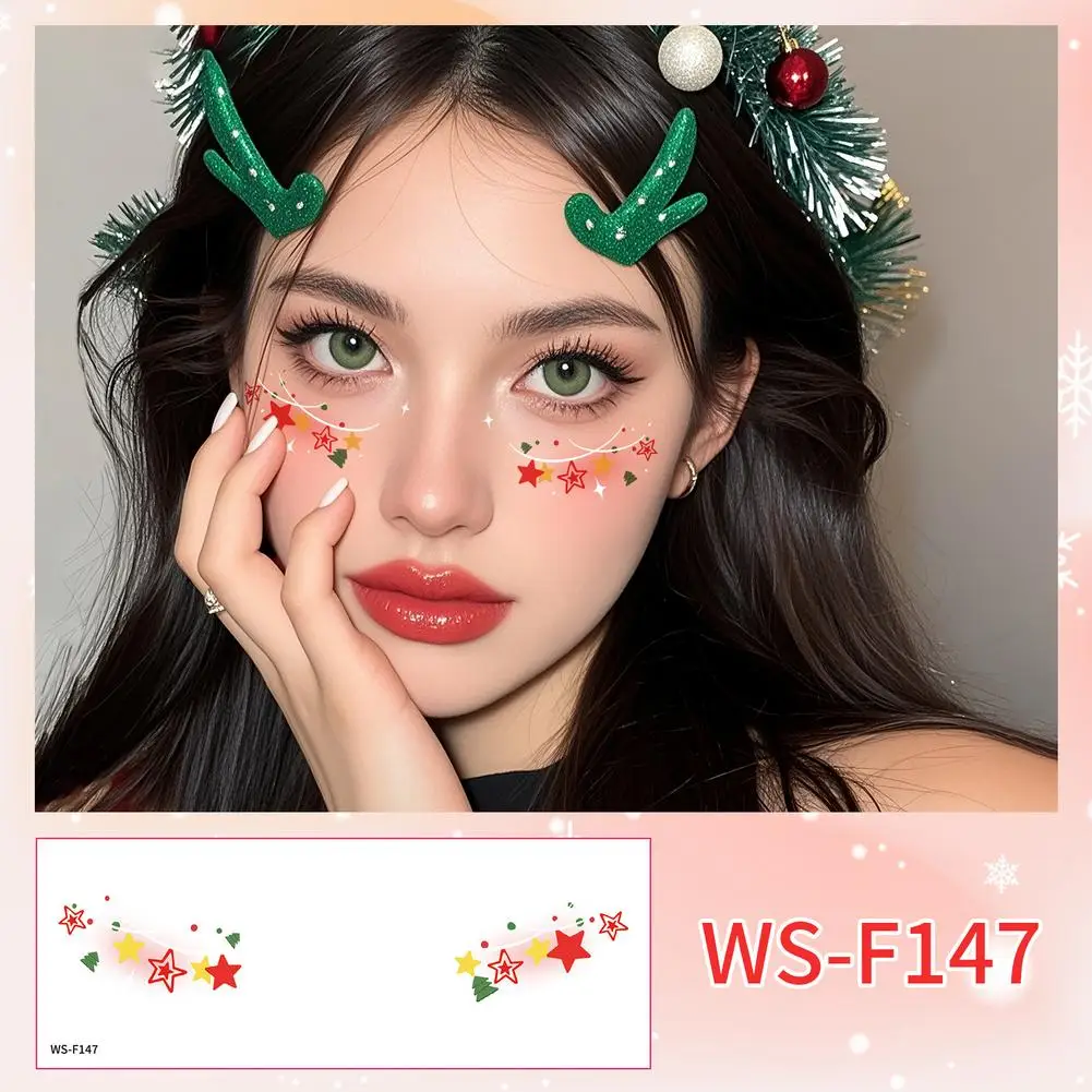 

Christmas Makeup Face Stickers Bells Bow Hearts Stars Ribbons Freckles Temporary Tattoo Stickers For Festival Party C4B8