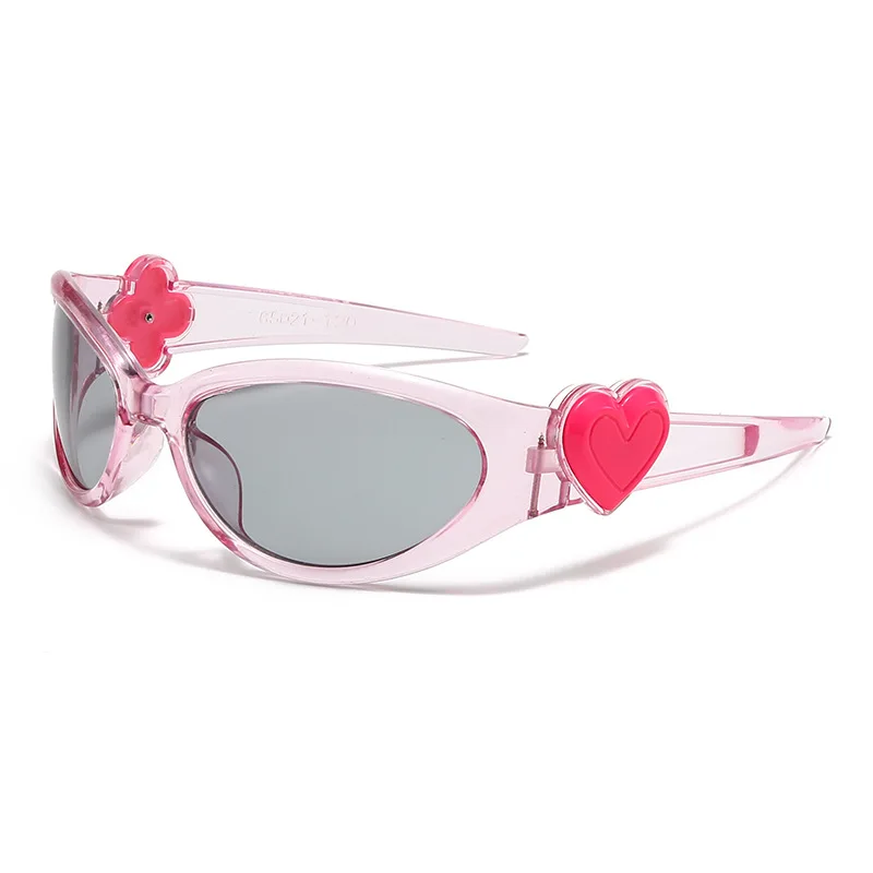 Gafas de Sol Y2K con Decoración de Flores y Corazones, Gafas de Sol Cat Eye UV400 para Mujer para Uso Diario, Gafas de Sol de Diseñador, Lentes de Sol Mujer