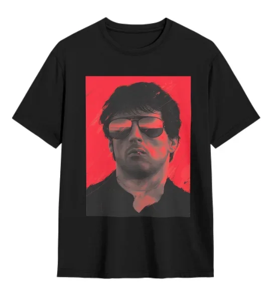 2025 الصيف سيلفستر ستالون الجرافيك طباعة الرجال تي شيرتات قصيرة الاكمام القطن الخالص تي شيرت Y2k Harajuku نمط ملابس علوية مريحة #6