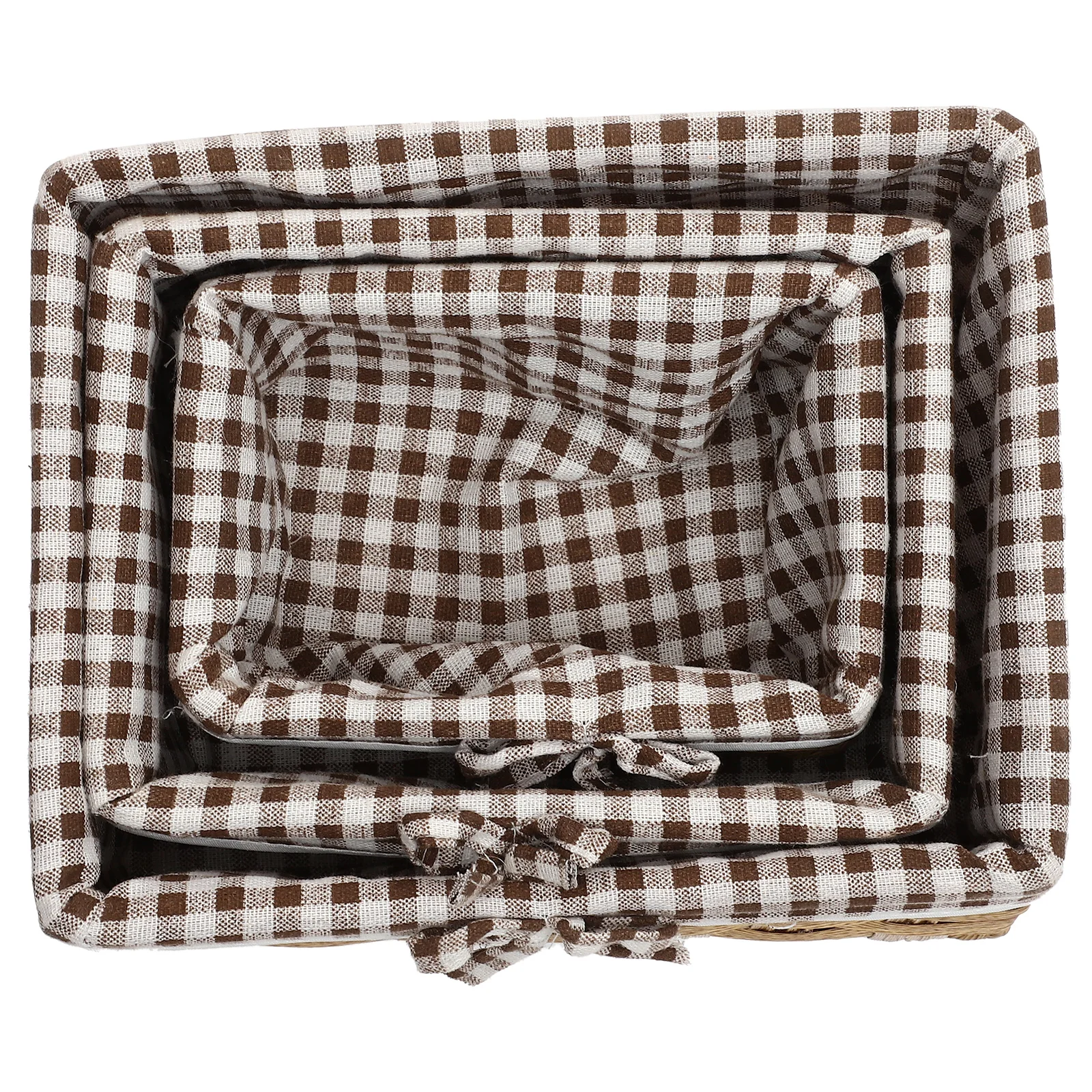

3 Pcs Storage Basket Fabric Lined Imitation Rattan Woven Organizer Black Large Medium Office Kitchen Bedroom