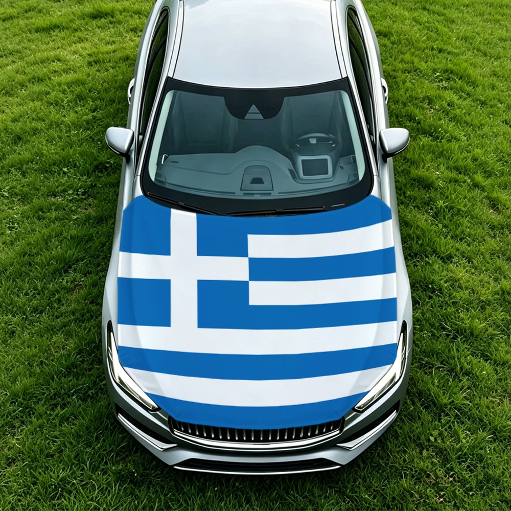 3.8x5.3ft Greece Car Hood Cover Flag Swiss Confederation Car Bonnet Banner Elastic Fabrics Windproof