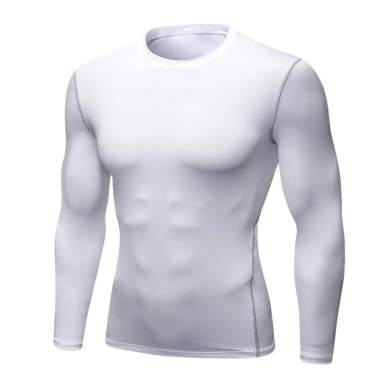 Men tight training sports fitness running blue ball long sleeve sweat quick drying long sleeve shirt elastic T-shirt top clothes