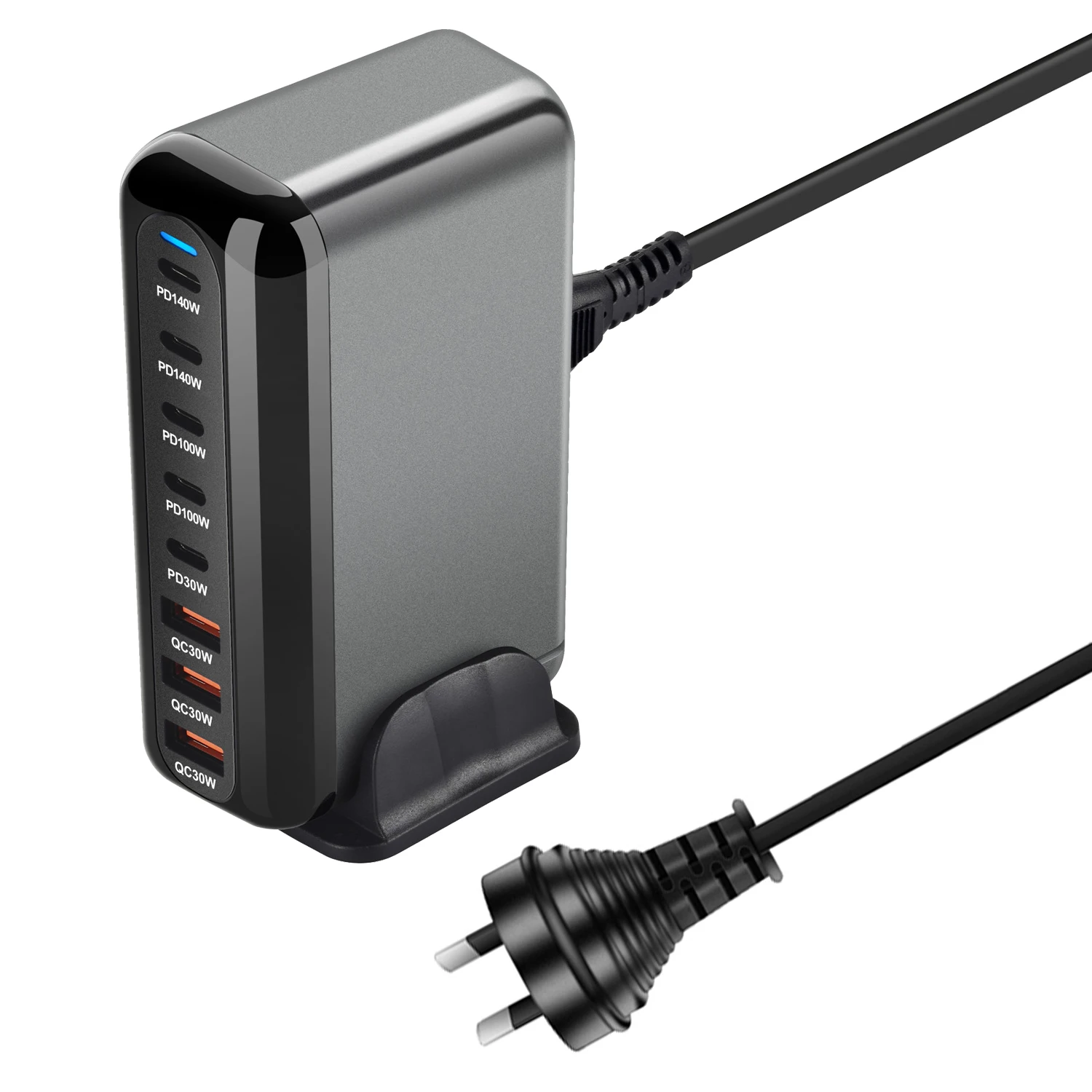 Neues 600 W GaN Fast Charge 3.0 USB Typ C Schnellladegerät mit 8 Anschlüssen, 5C3A PD-Ladegerät für Telefone und Tablets, tragbares Design – Detail 8