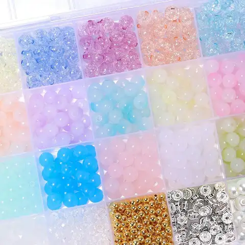 DIY Jewelry Making Kit with Glass and Acrylic Beads Cute & Lovely Bracelet and Necklace Crafts Birthday Craft Gift for Girls