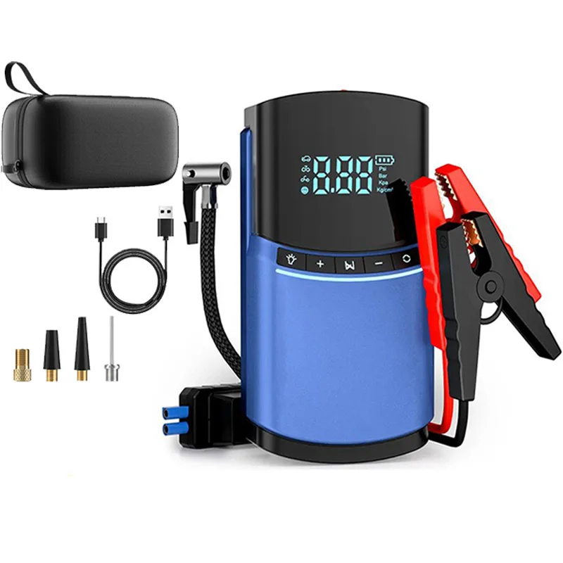 4 in1 Car Jump Starter Emergency Air Pump 150PSI Air Compressor 10400mAh Peak Current 1000A Starter Device Digital Tire Inflator