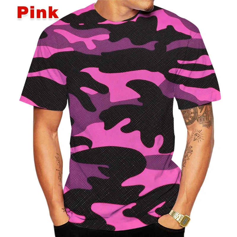 Men\'s Personalized T-shirt Summer Camouflage 3D Printing T-shirt Loose Soft Comfortable Breathable T-shirt Men\'s Top