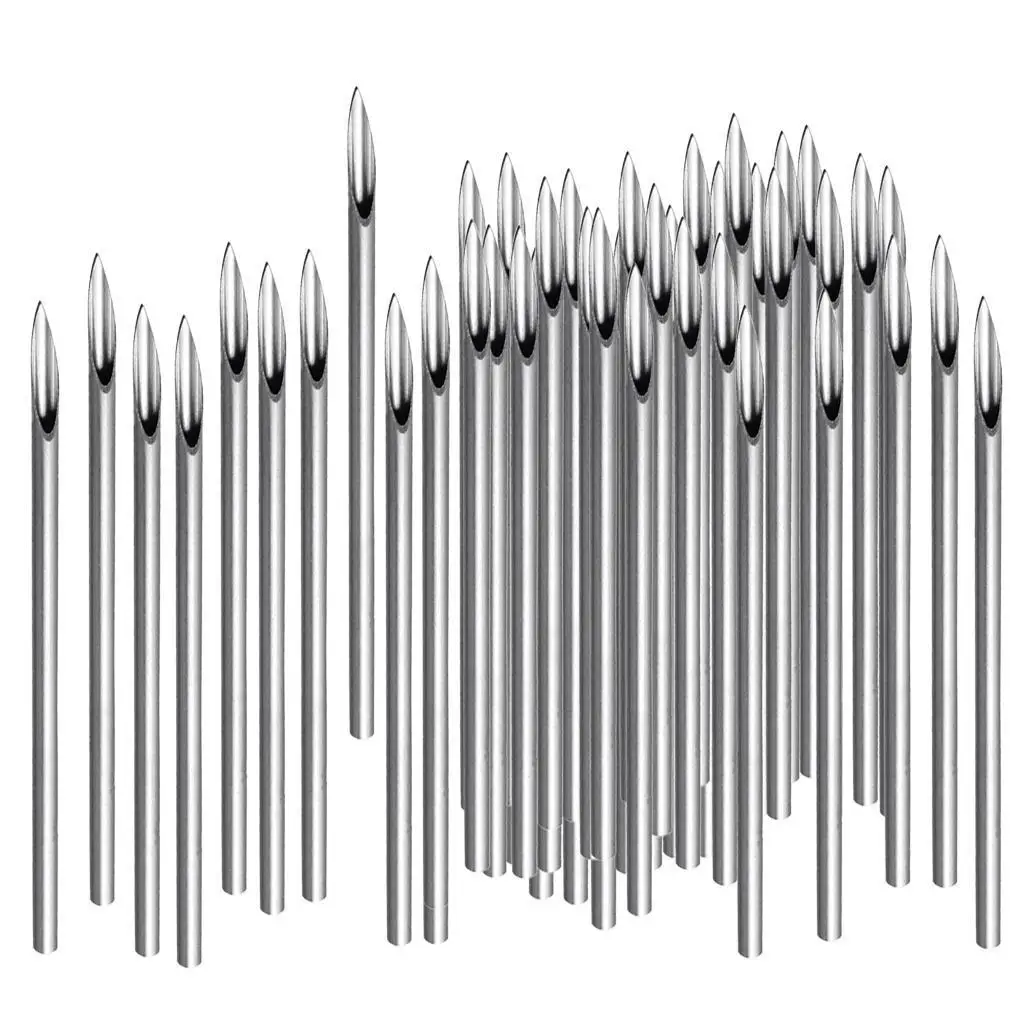 10/100 قطعة من إبر الثقب المعقمة المصنوعة من الفولاذ المقاوم للصدأ لشفاه الأذن السرة 16 جرام