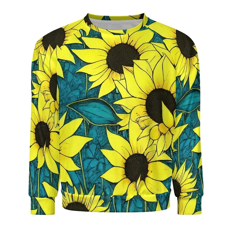 

Cool Sunflower Graphic Sweatshirts Plant Huge Sunflowers 3D Printed Hip Hop Pullovers For Men Clothes Funny Boy Long Sleeve Tops