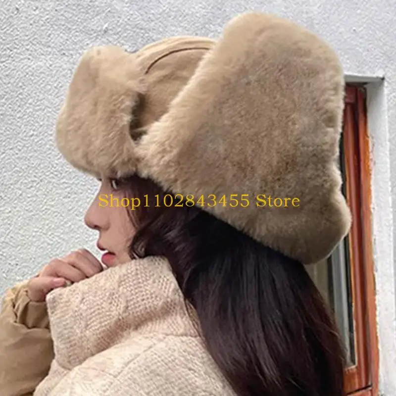 

49MC Подростковая теплая внутренняя плюшевая шапка-ушанка, зимняя шапка-траппер для вождения для милых девочек