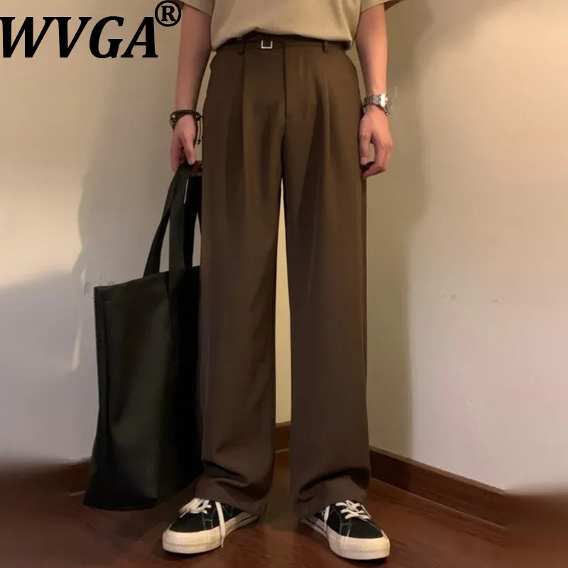

WVGA Summer New Men's American Style Trendy Simple Solid Color Draped Design Niche Chic Causal Casual Straight Suit Pants W18280