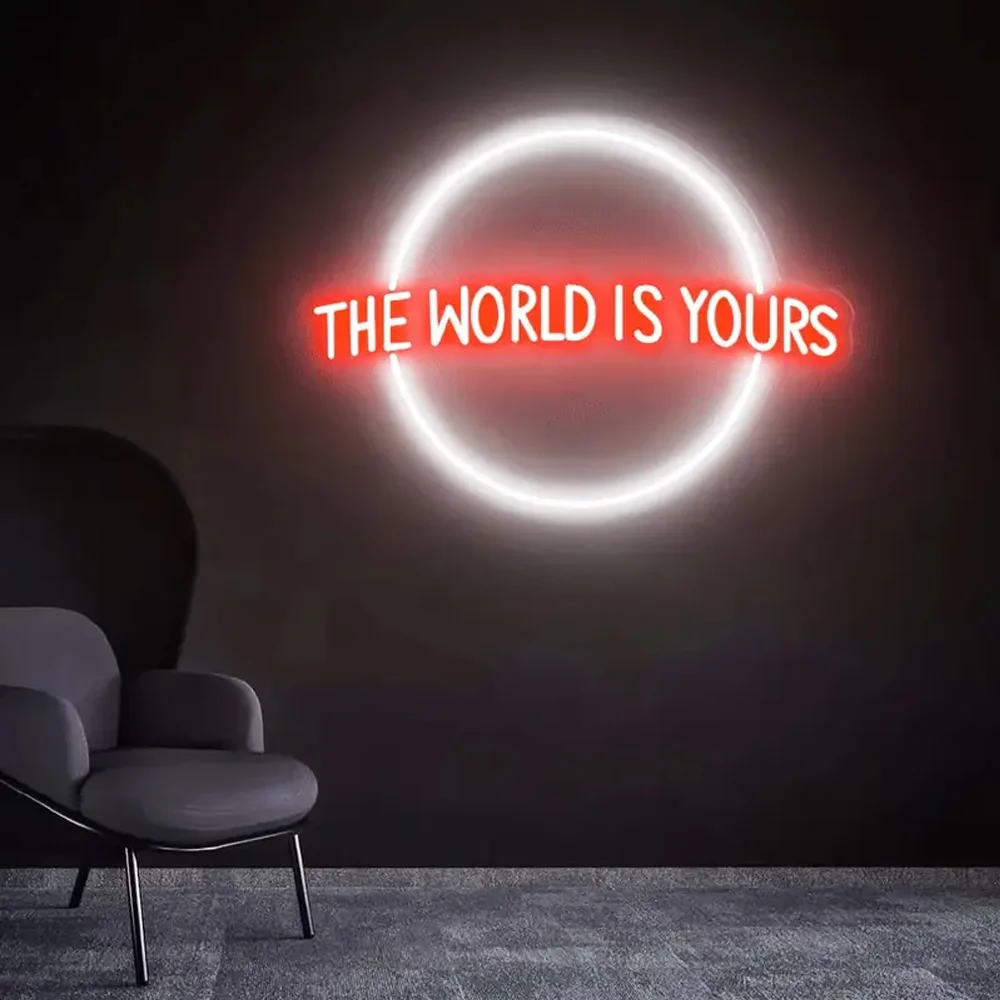 The World Is Yours Neon Sign - Acrylic Finish, Switch Control, Multipurpose USB Powered LED Light for Home, Bar, Wedding Decor