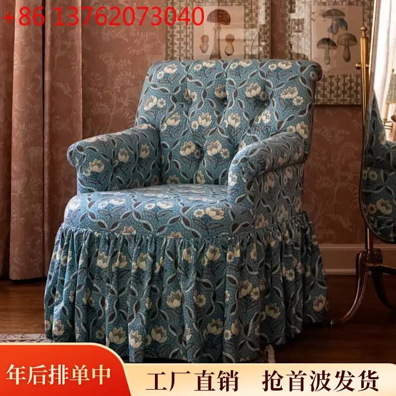 xx French single lounge sofa chair living room balcony printed single chair vintage style