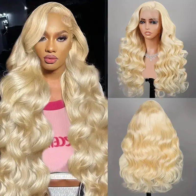 18 38 Inches 13X4 Frontal Colored Blonde 613 Blonde 13X6 HD Lace Front 150 Density Body Waves Glue-Free  Wigs Human HairWig