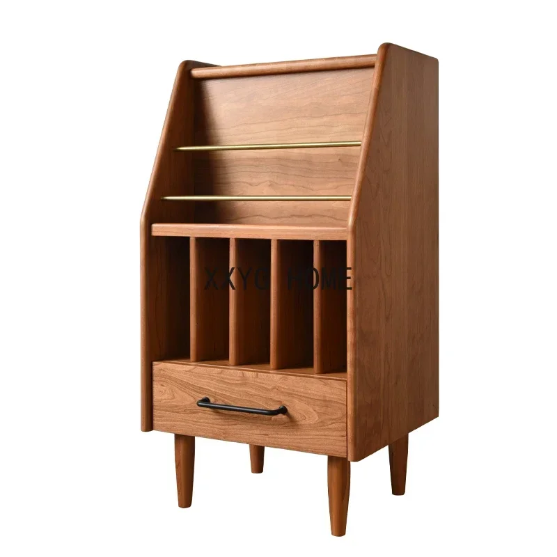 

Nordic Cherry Solid Wood Magazine Bookcase Floor Sofa Storage Bed Head Side Cabinet Household