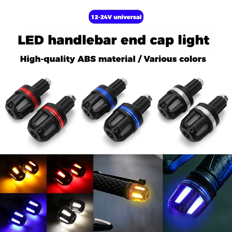 Motorcycle LED Handlebar End Plug Light DC12-24V Universal Motorbike Bar End Turn Signal Warning Indicator Lamp