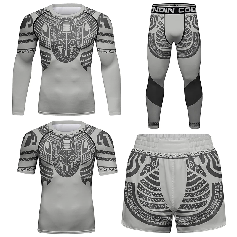 Cody Lundin Men BJJ Jiu Jitsu MMA T-shirt+Pants Sets Training Wrestling Muay Thai Shorts Compression Tight Gym Boxing Rashguard