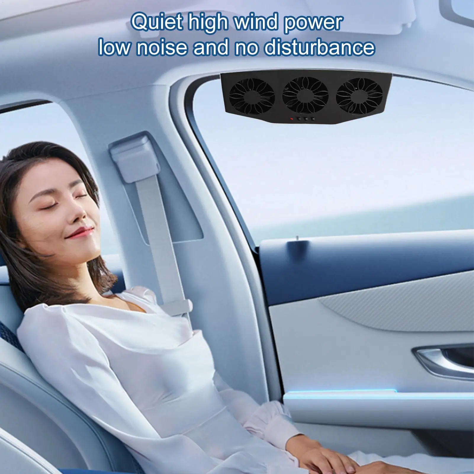 Car Exhaust Fan Auto Ventilator Solar Powered 1200mAh Vehicle Ventilation Fan USB Charging for RV Truck Sedan Auto Air Purifier