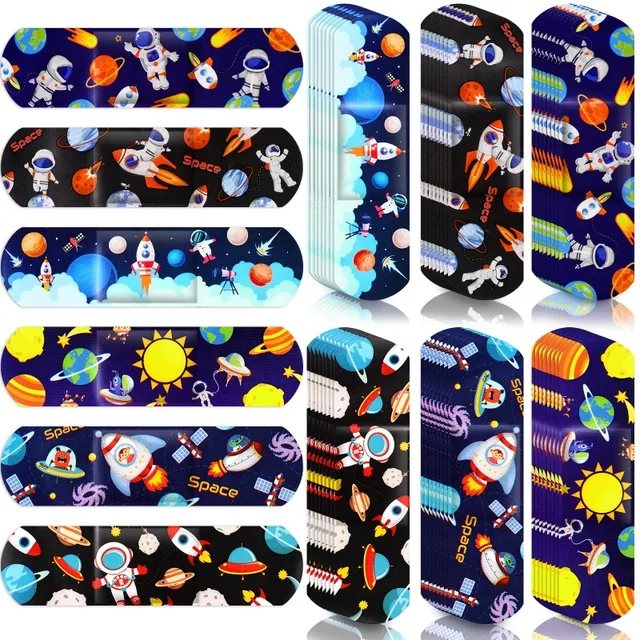 60 sztuk/zestaw Cartoon rakieta astronauta drukuje plaster chłopcy Kawaii tynk pierwszej pomocy paski opatrunkowe taśma łatka bandaże samoprzylepne