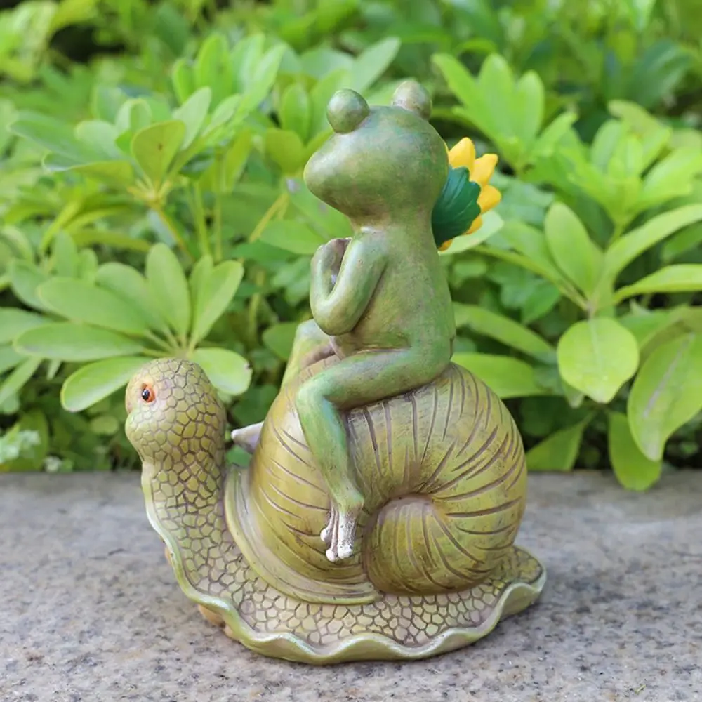 Desktop Ornament Resin Frog Statue Cute Creative Animal Sculpture Waterproof Handicraft Miniatures Figurine Balcony