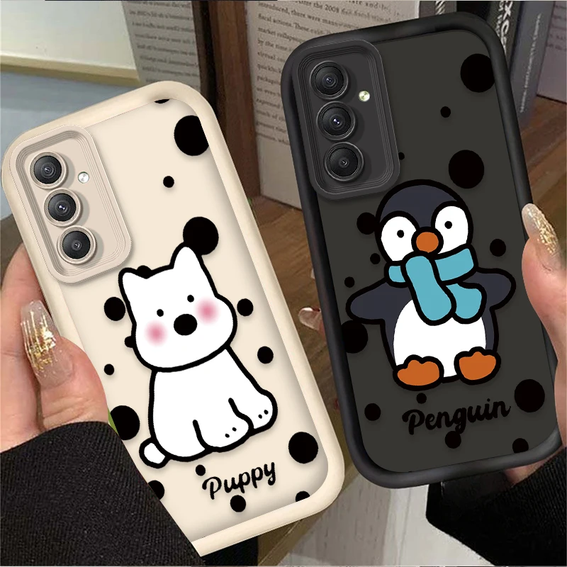 Penguin Little Dog Case for Samsung Galaxy A35 A55 A15 A25 A16 A06 A05 A05S A24 A13 A23 A12 A22 A32 A52 A71 A51 4G Soft Cover