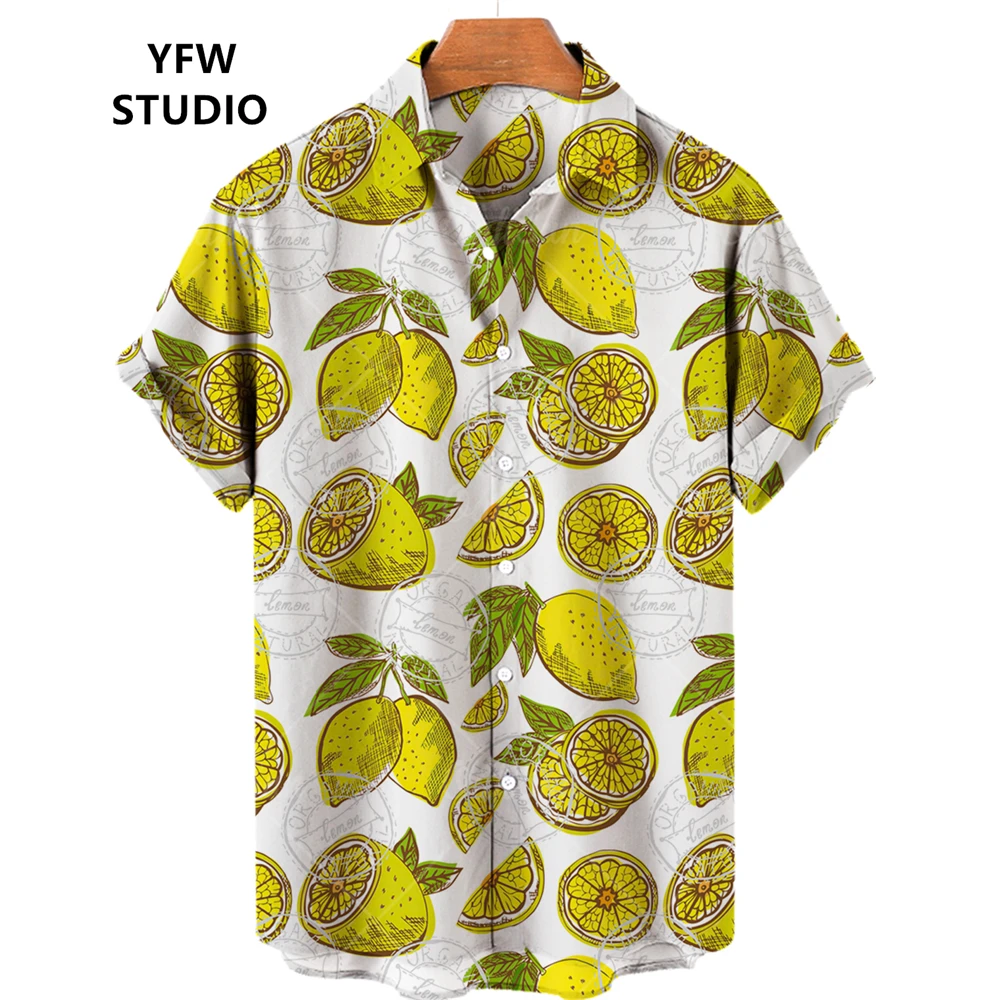 Hawaiian Shirt Men 3D Fruit Print Shirts Summer Men's Clothing Coconut Pattern Short Sleeve Top Casual Streetwear Oversized Tees