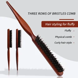 1pc Wooden Handle Brush Natural Fluffy Mane Anti damage Comb Hairdressing Tools Teasing Mane Brush Special for real hair wigs 