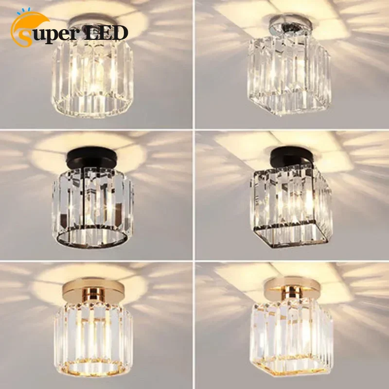 

Nordic Simple Led Ceiling Lights Crystal Lampshade Round Square Unique Lamp Designs Wall Aisle Corridor Living Room Pendant