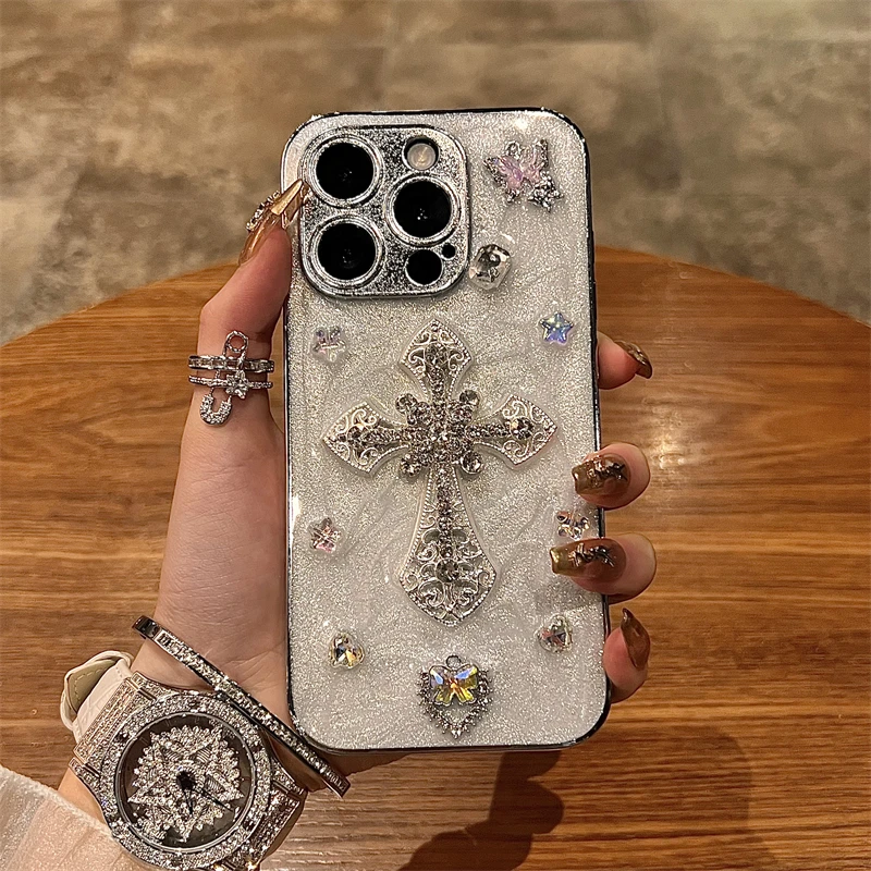 Casing ponsel pola timbul kulit, penutup warna Solid huruf emas populer modis untuk iPhone 15 14 13 12 Pro Max