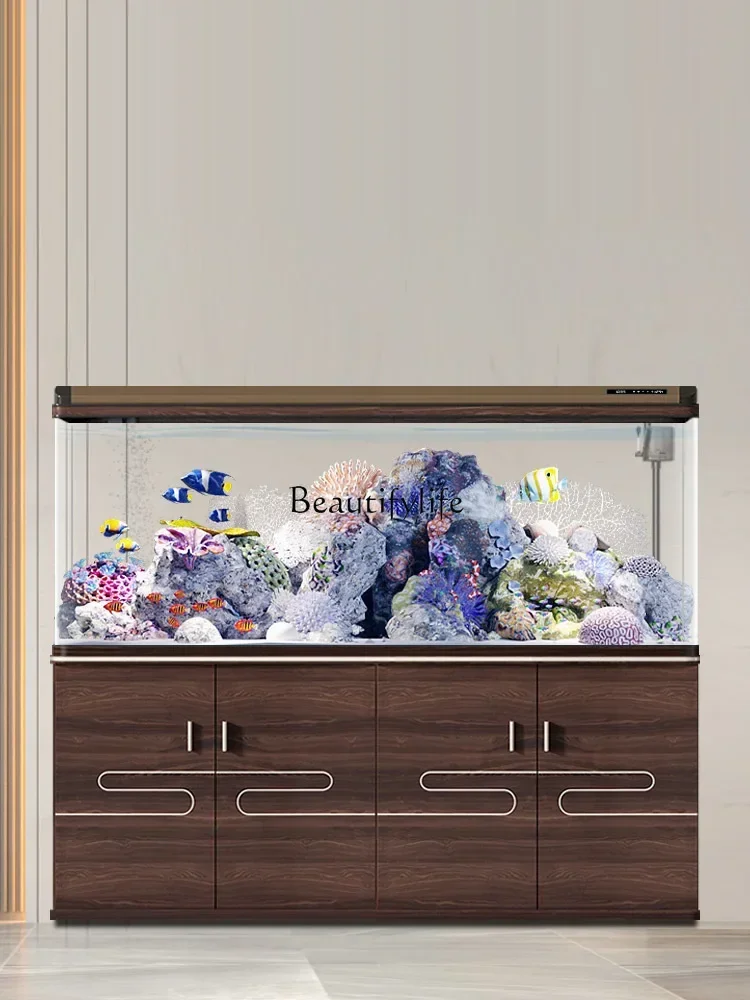 

LD33Fish Tank Aquarium Household Integrated Super White Glass Creative Living Room New Chinese Style Fish Globe