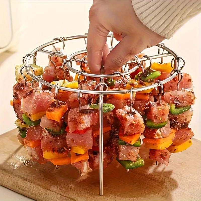 

Air Fryer Kabob Skewers Rack, 24pcs Stainless Steel Skewers for Oil-Free Healthy Cooking of Chicken & Vegetables