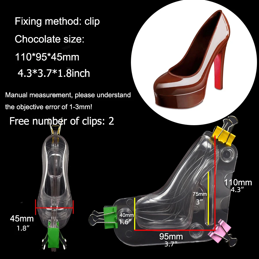 3D Chocolate Mold High Heels Shape 5.9in Plastic 3D Candy Bomb Bonbons Molds Confectionery Baking Pastry Cake Decoration Tools