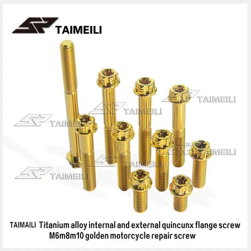 TAIMEILI Titanschraube, Flanschschraube mit Torx-Kopf, goldfarben, M6, M8, M10 x 10 mm – 100 mm, Gewindesteigung 1,25/1,5, Motorradbremse, 1 Stück. – Detail 4