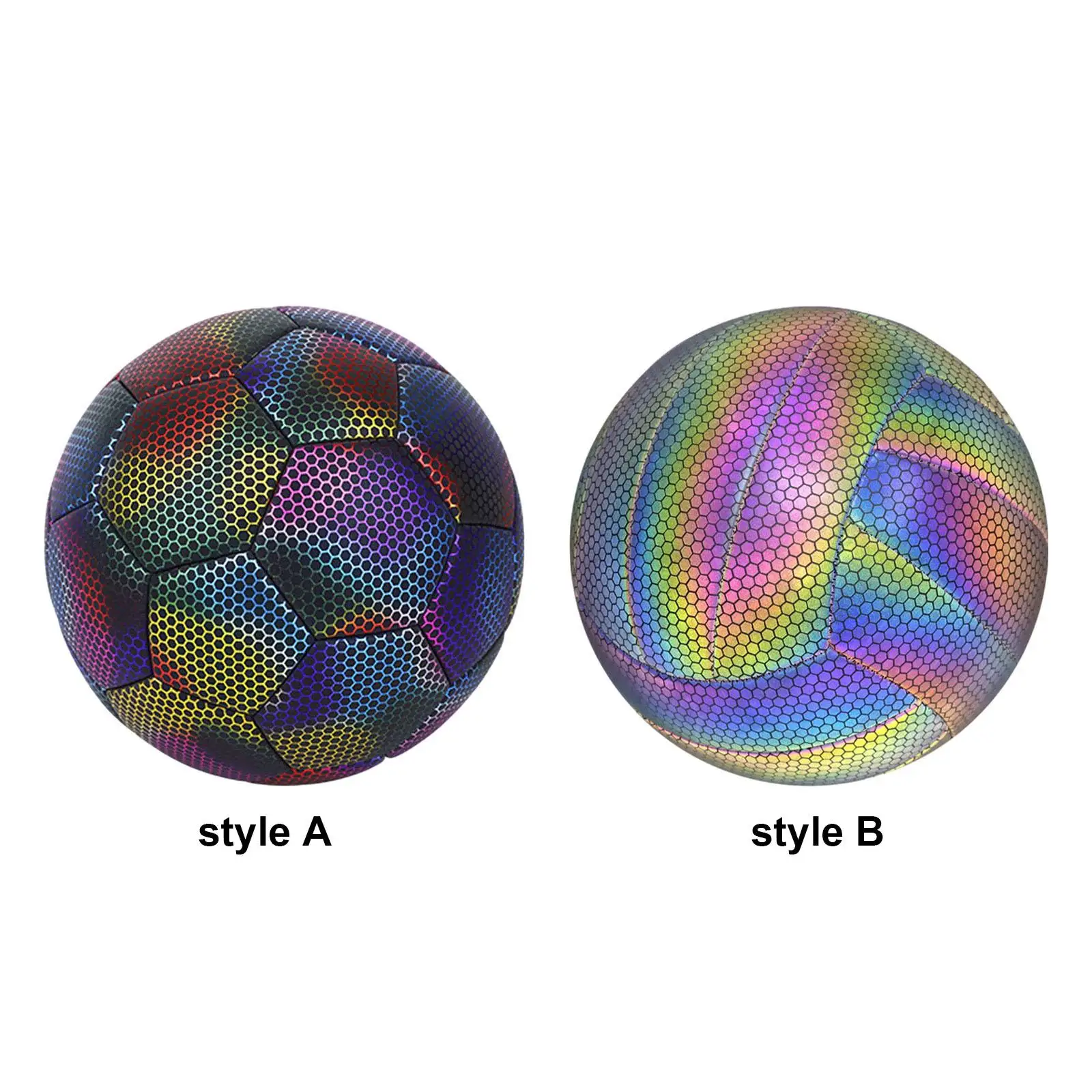 Holographic Soccer Ball Glowing Ball Sports Ball Night Game Toy Glow in The Dark