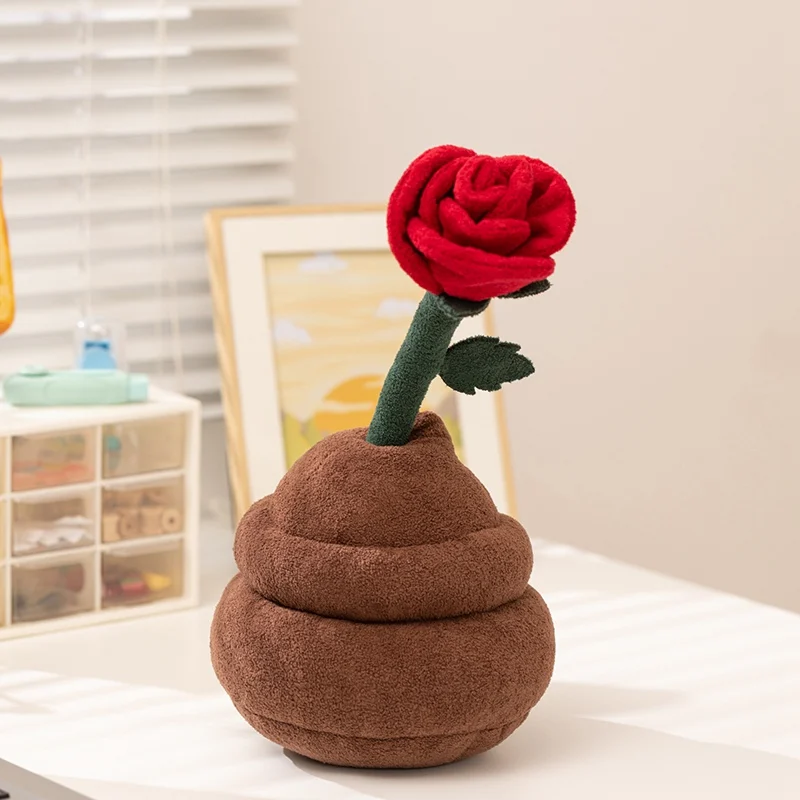Simulation Flower Pot Plush Toys Table Companion Dolls Home Desktop Ornament Creative Poop Rose Artificial Tulip For Gifts