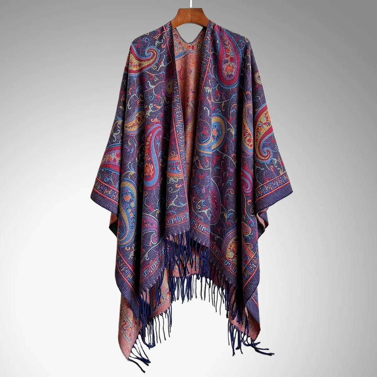 2025 nouvelle Cape ethnique rétro frange jupe portefeuille automne/hiver vêtements d'extérieur écharpe femmes voyage et stationnaire Cape Poncho