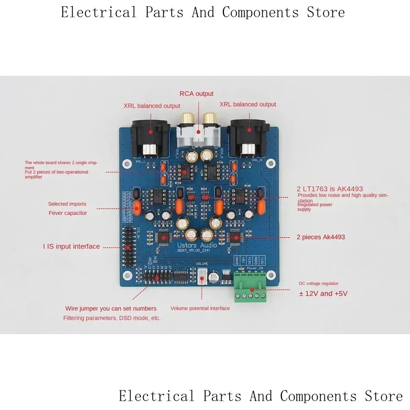Nvarcher Dual AK4493 HiFi плата декодирования IIS Вход RCA XRL Выход 32 бит 768 кГц DSD512 Nvarcher Dual AK4493 HiFi плата декодирования IIS Вход RCA XRL Выход 32 бит 768 кГц DSD512