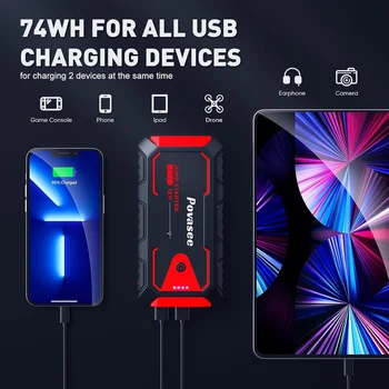 3000A 12V 汽車緊急啟動器,適用於排氣量不超過10公升的汽油車或8公升的柴油車,附行動電源/雙輸出/LED燈 10 最佳銷售 汽車電瓶啟動器 - №9